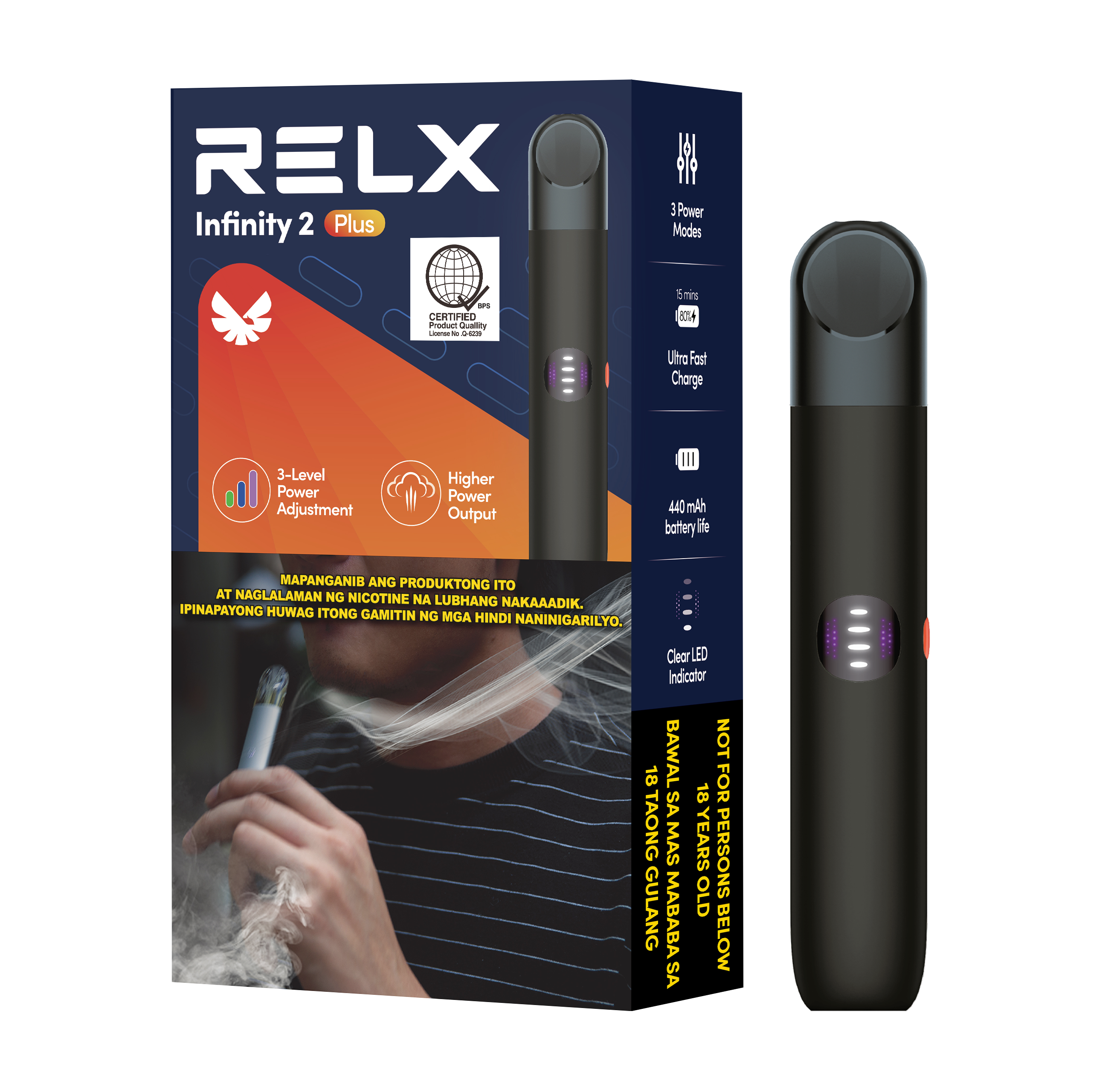RELX Infinity 2 Plus Device - Black Sapphire ExpressPuff RELX Infinity 2 Plus Device - Black Sapphire ExpressPuff